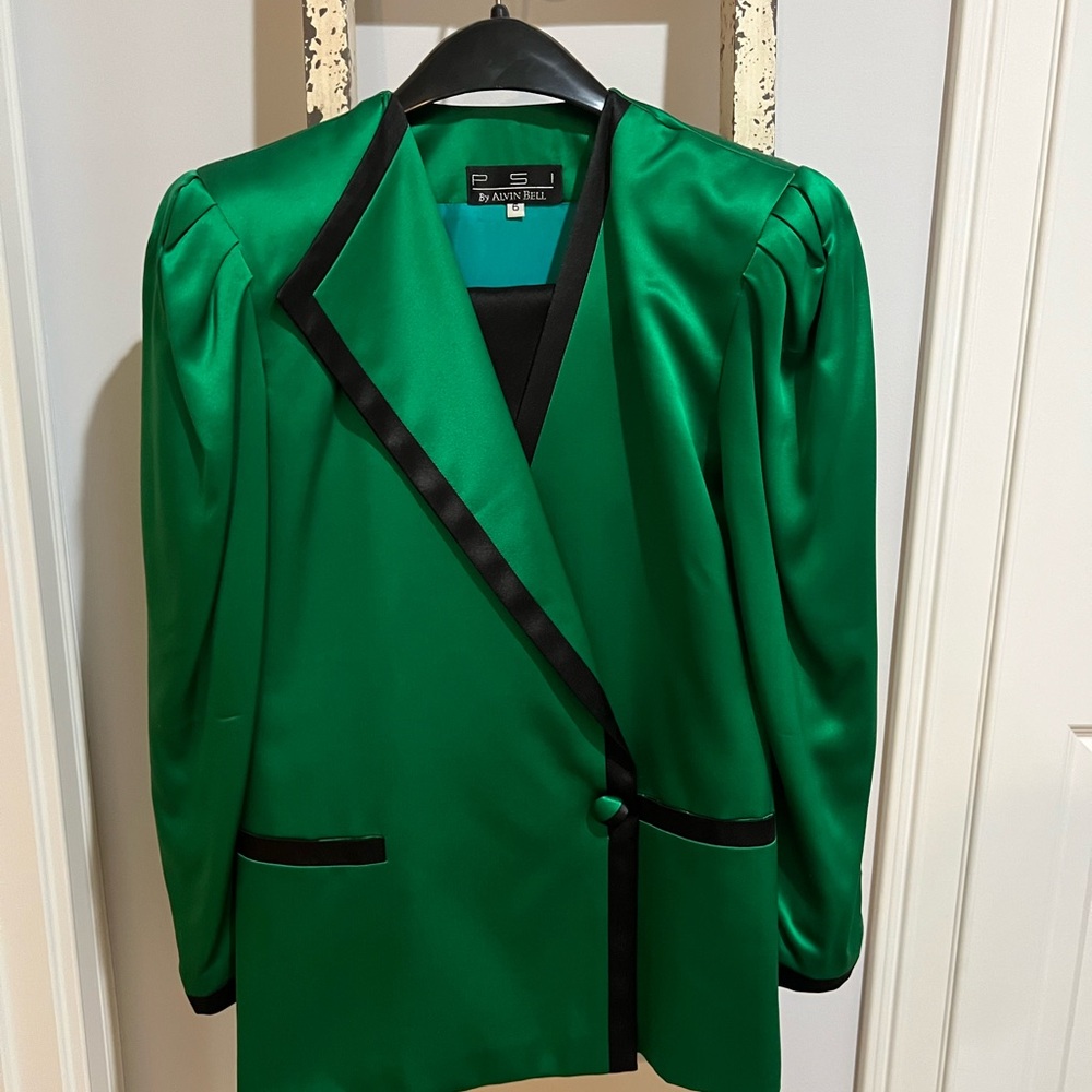Green Blazer Jacket and Skirt Set